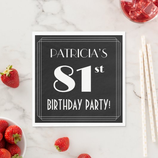 Serviette En Papier Art Déco Look 81e fête d'anniversaire avec nom per (En situation)