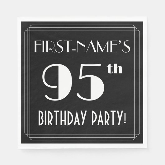 Serviette En Papier Art Déco Look 95e fête d'anniversaire avec nom per (Devant)