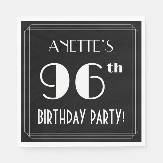 Serviette En Papier Art Déco Look 96e fête d'anniversaire avec nom per (Devant)