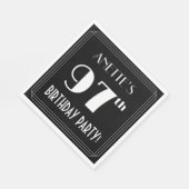 Serviette En Papier Art Déco Look 97th Birthday Party with Custom Name (Coin)