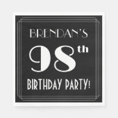 Serviette En Papier Art Déco Look 98e fête d'anniversaire avec nom per (Devant)