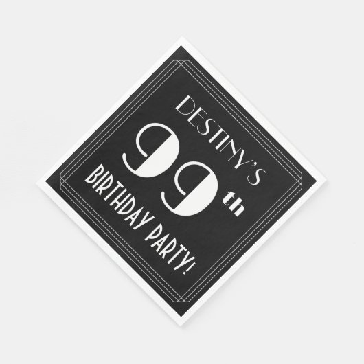 Serviette En Papier Art Déco Look 99e fête d'anniversaire avec nom per (Coin)