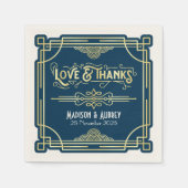 Serviette En Papier Art Déco Mariage Elegant Gold Blue Gatsby (Devant)
