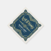 Serviette En Papier Art Déco Mariage Elegant Gold Blue Gatsby (Coin)