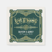 Serviette En Papier Art Déco Mariage Elegant Gold Green Gatsby (Devant)