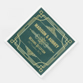 Serviette En Papier Art Déco Mariage Réception Bar Gold Green (Coin)