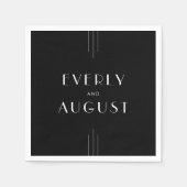 Serviette En Papier Art déco moderne Mariage noir et blanc (Devant)