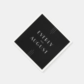 Serviette En Papier Art déco moderne Mariage noir et blanc (Coin)