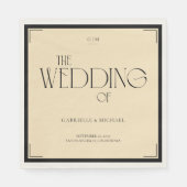 Serviette En Papier Art Deco Monogram Wedding Napkin Black Cream (Devant)