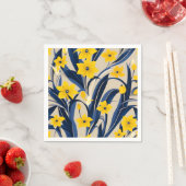 Serviette En Papier Art Déco Motif géométrique avec Marine Bleu Jaune (En situation)