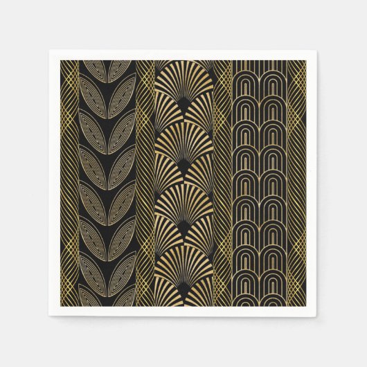 Serviette En Papier Art déco noir et or (Devant)