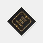 Serviette En Papier Art Déco Nom 60e anniversaire Mariage Or Noir (Coin)
