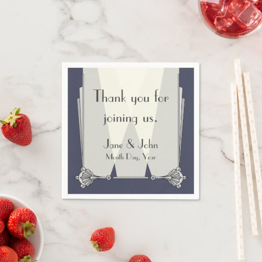 Serviette En Papier Art déco swanky en Napkin bleu (En situation)