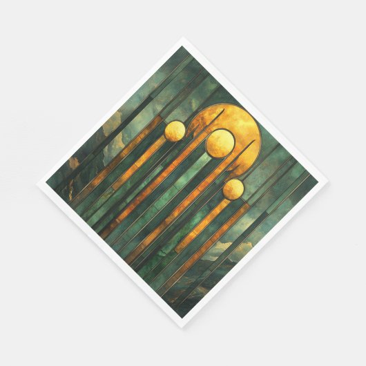 Serviette En Papier Art Déco Turquoise Green Gold Sun (Coin)