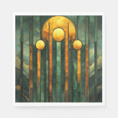 Serviette En Papier Art déco Turquoise Vert Or Soleil (Devant)