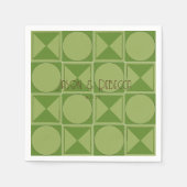 Serviette En Papier Art Déco Vert Rétro Mariage géométrique Monogramme (Devant)