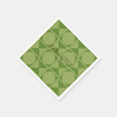 Serviette En Papier Art Déco Vert Rétro Mariage géométrique Monogramme (Coin)