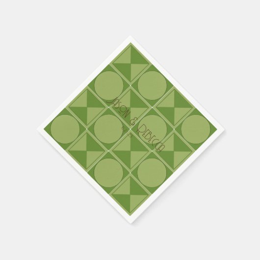 Serviette En Papier Art Déco Vert Rétro Mariage géométrique Monogramme (Coin)