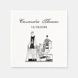 Serviette En Papier Art déco vintage Dames branchées à la plage