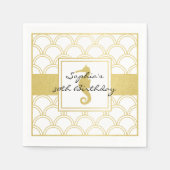 Serviette En Papier Art Déco Wave Gold Parties scintillant Seahorse Be (Devant)