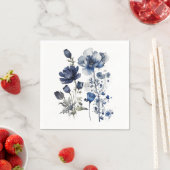 Serviette En Papier Art Delft bleu et blanc avec fleur sauvage (En situation)