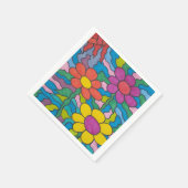 Serviette En Papier Art Fleur Hippie Rétro (Coin)