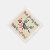 Serviette En Papier Art folklorique d'oiseaux et de fleurs (Coin)