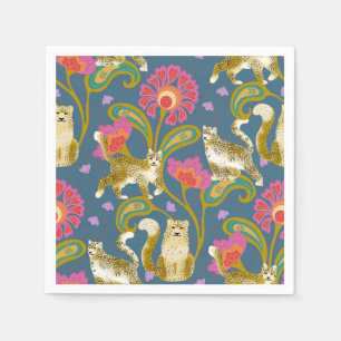 Serviette En Papier Art folklorique himalayen léopards de neige fantai