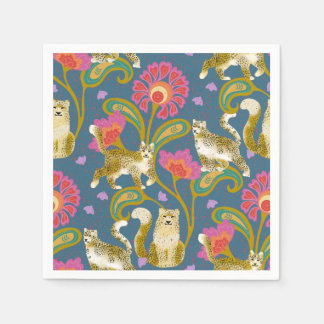 Serviette En Papier Art folklorique himalayen léopards de neige fantai
