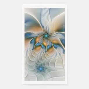 Serviette En Papier Art fractal abstrait et fantaisiste avec du bleu