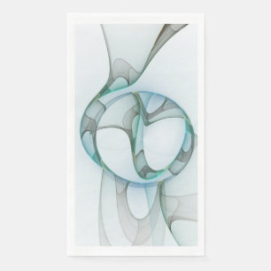 Serviette En Papier Art fractal abstrait moderne bleu turquoise gris
