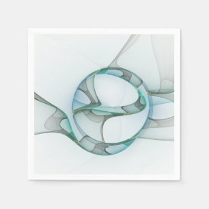 Serviette En Papier Art fractal abstrait moderne bleu turquoise gris