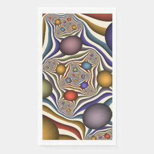 Serviette En Papier Art fractal abstrait moderne et coloré qui s'envol