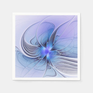 Serviette En Papier Art fractal moderne abstrait bleu lavande