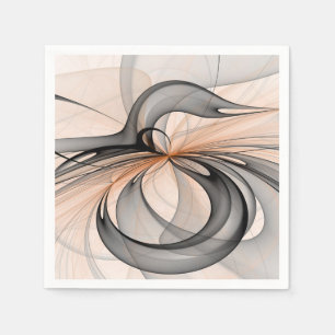 Serviette En Papier Art fractal moderne gris sienne anthracite abstrai