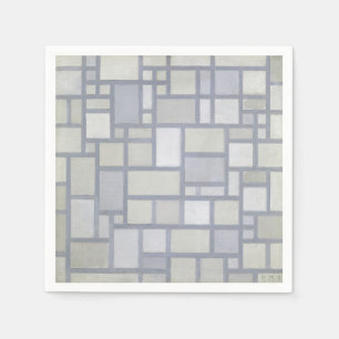 Serviette En Papier Art géométrique abstrait de grille grise de Piet M