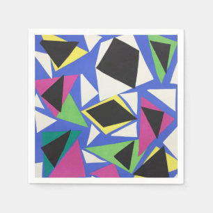 Serviette En Papier Art géométrique abstrait découpé bleu de Matisse