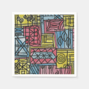 Serviette En Papier Art géométrique aquarelle moderne excentrique