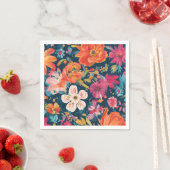 Serviette En Papier Art Graphique Floral vibrant (En situation)