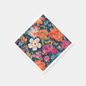 Serviette En Papier Art Graphique Floral vibrant (Coin)