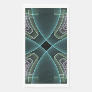 Serviette En Papier Art graphique fractal géométrique sarcelle moderne