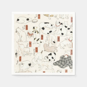 Serviette En Papier Art japonais vintage de chat Ukiyoe gravure sur bo
