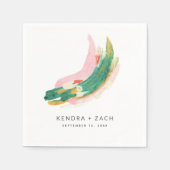 Serviette En Papier Art moderne Abstrait Peint Strokes Mariage (Devant)