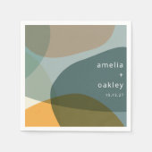 Serviette En Papier Art moderne Abstrait Vert Sage Turquoise Personnal (Devant)