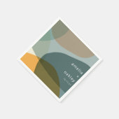 Serviette En Papier Art moderne Abstrait Vert Sage Turquoise Personnal (Coin)