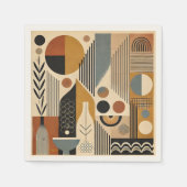 Serviette En Papier Art Moderne Du Milieu Du Siècle Récolte Automne (Devant)