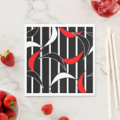 Serviette En Papier Art moderne noir, blanc, rouge (En situation)