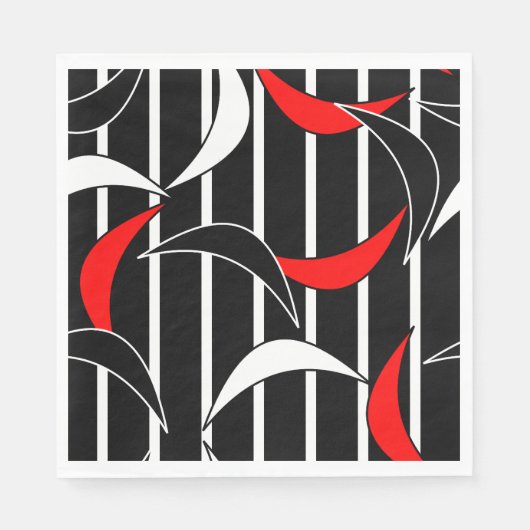 Serviette En Papier Art moderne noir, blanc, rouge (Devant)