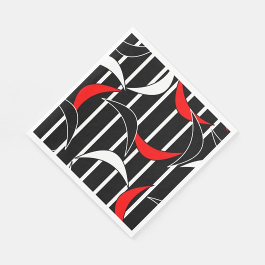 Serviette En Papier Art moderne noir, blanc, rouge (Coin)