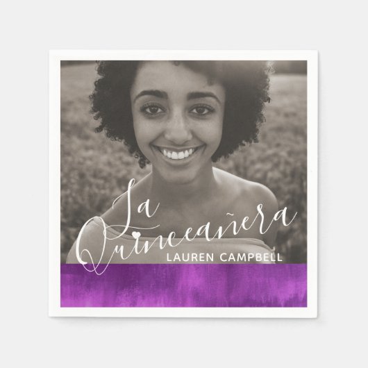 Serviette En Papier Art moderne rose mauve La Quinceañera photo (Devant)